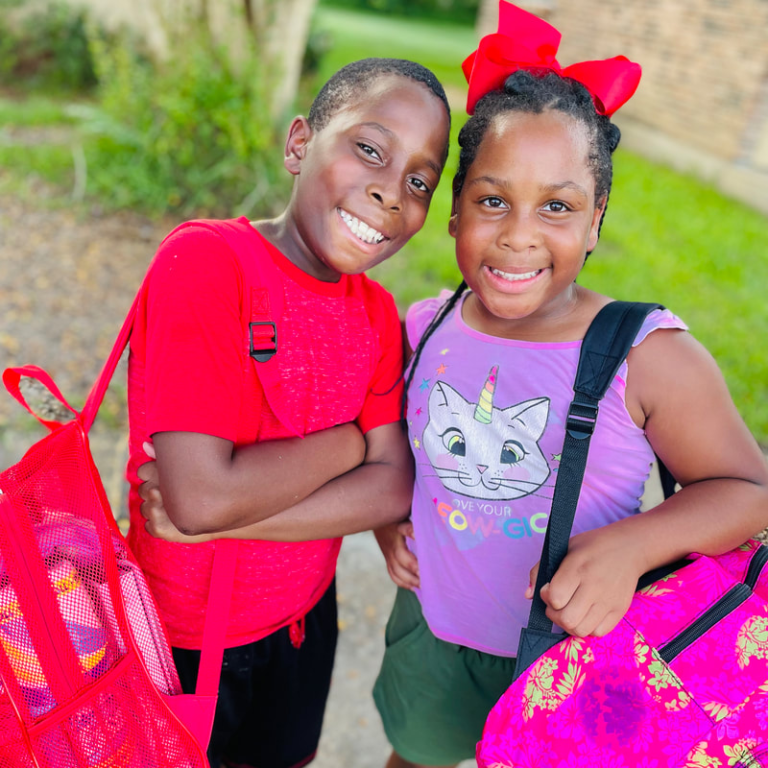 Volunteers preparing donations for local students